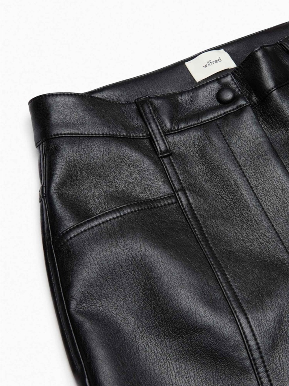 Aritzia Wilfred Rebel Vegan Leather Pants Black High Rise Straight Leg Size 0 - Picture 4 of 16